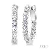 1 Ctw Inside-Out Embellished Round Cut Diamond Hoop Earrings in 14K White Gold