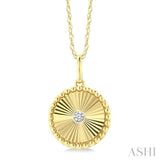 1/20 Ctw Fluted Medallion Round Cut Diamond Fashion Pendant With Chain in 14K Yellow Gold