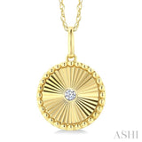 1/20 Ctw Fluted Medallion Round Cut Diamond Fashion Pendant With Chain in 14K Yellow Gold